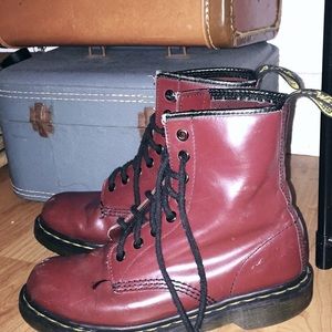 RED DOC MARTENS SIZE U.K. 4 ALREADY BROKEN IN